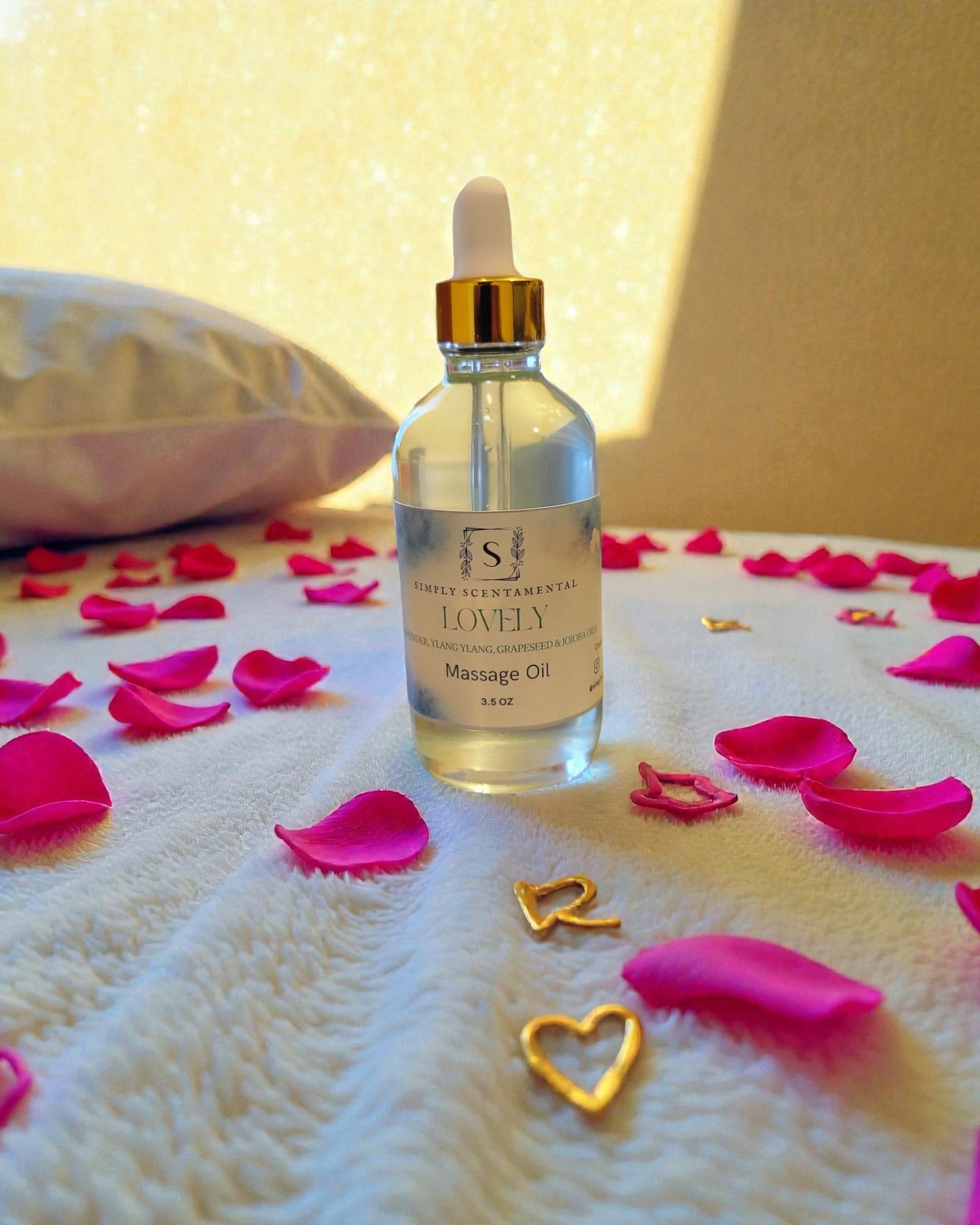 Lovely Massage Oil w/ Lavender Ylang Ylang and Rose Essntial Oils