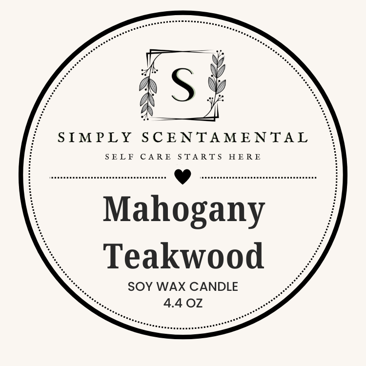 Mahogany Teakwood Soy Candle, 4.4 Oz - Simply Scentamental LLC