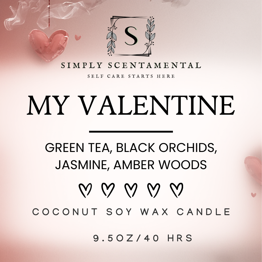 My Valentine Cocnut Soy Candle with Heart Embeds and Frosting