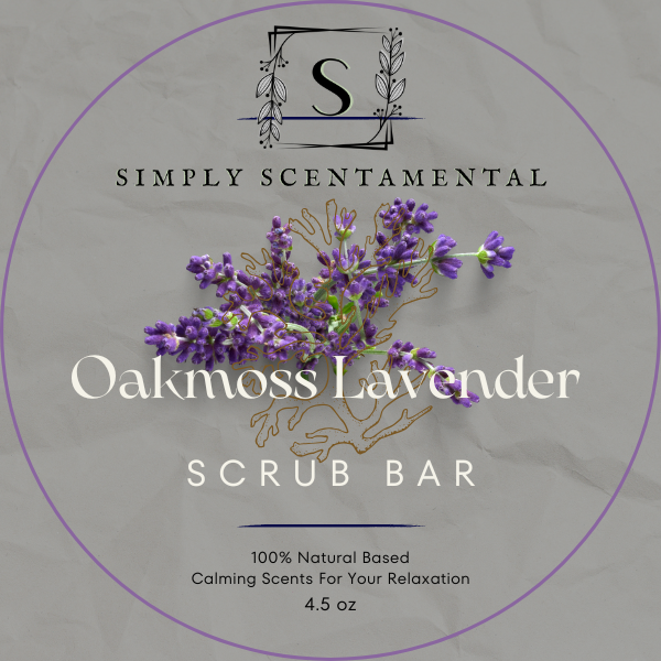 Oakmoss Lavender Scrub Soap Bar with Sea Salt Exfoliant - Simply Scentamental LLC