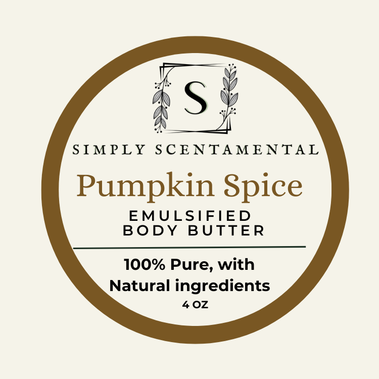 Pumpkin Spice Emulsified Body Butter - Deeply Moisturizing Cream for Soft, Nourished Skin - Simply Scentamental LLC