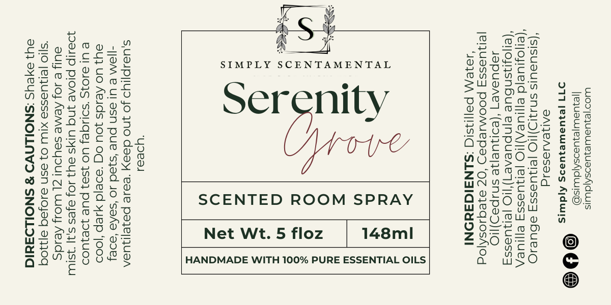 Serenity Grove Room & Linen Spray – Tranquil, Earthy Freshness