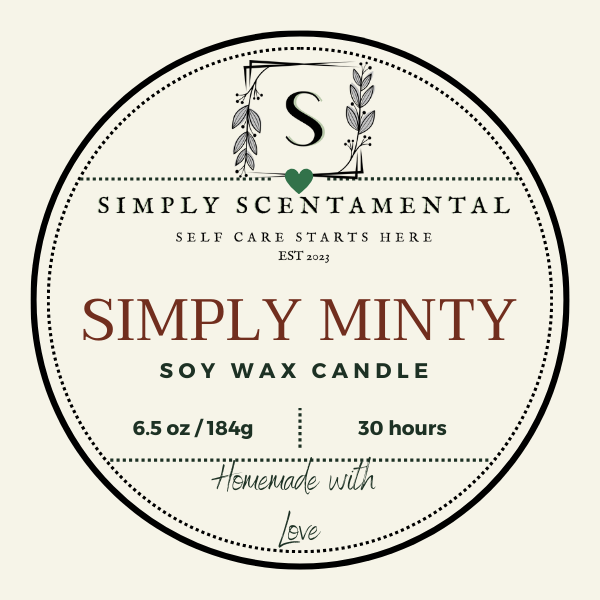 Simply Minty Scented Candle 6.5 Oz with Peppermint, Chamomile, Essential Oils & Clear Quartz Crystals - Simply Scentamental LLC