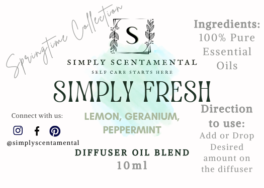 Simply Fresh Diffuser Blend - Simply Scentamental LLC
