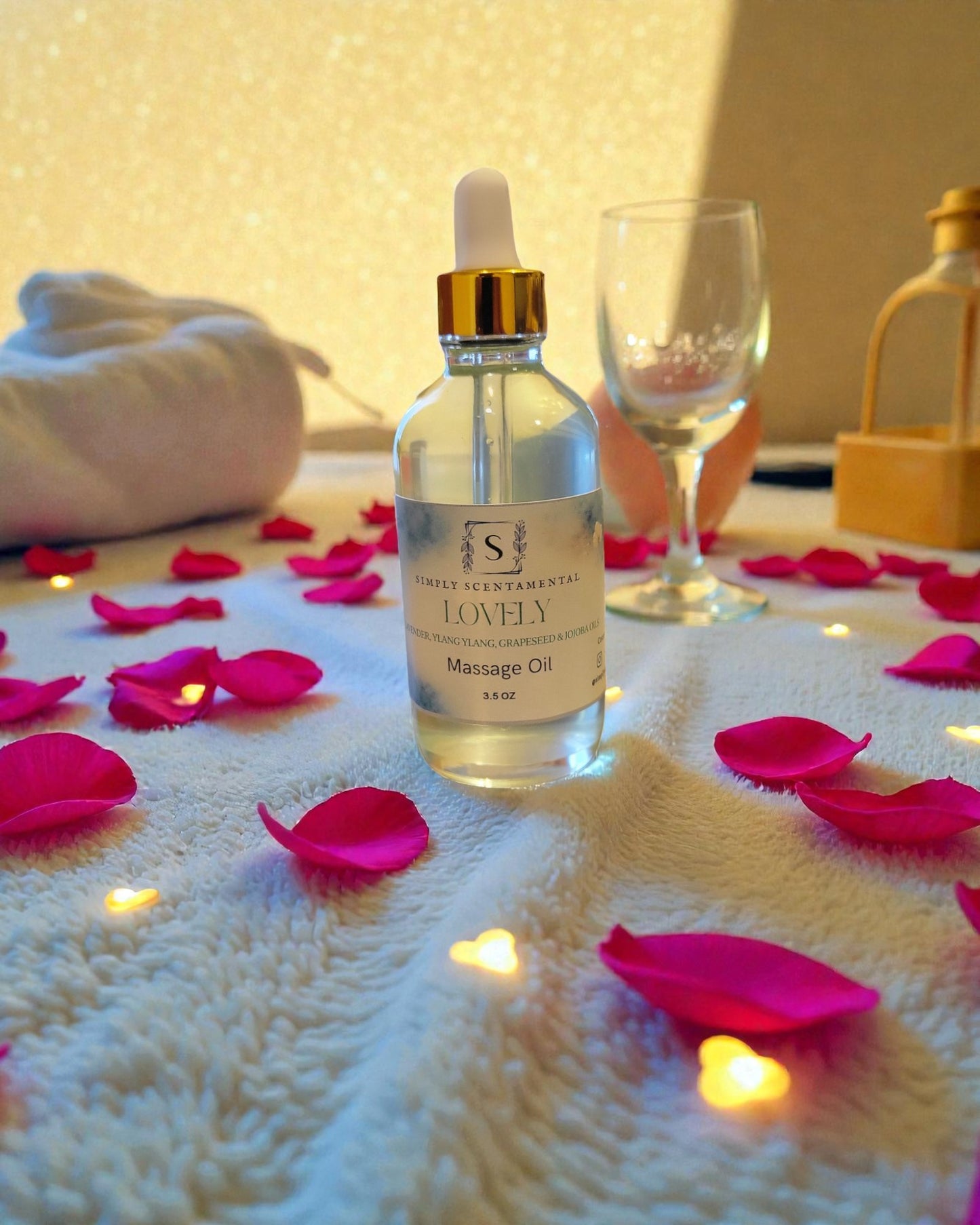 Lovely Massage Oil w/ Lavender Ylang Ylang and Rose Essntial Oils