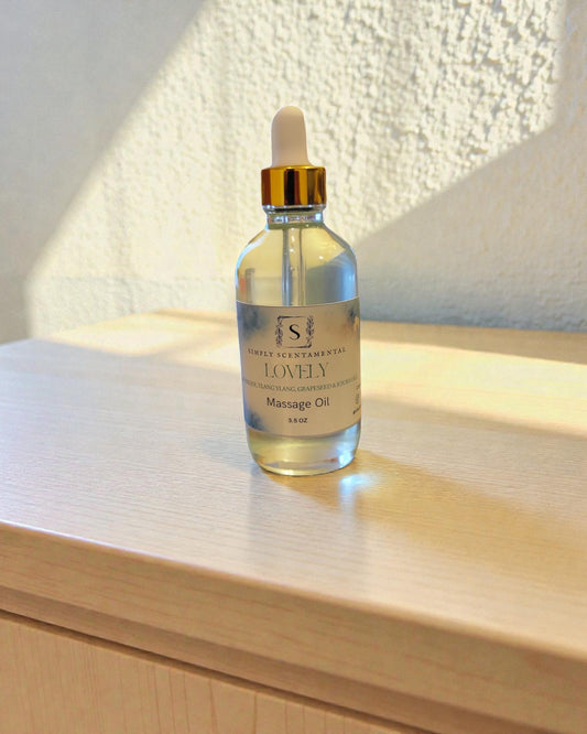 Lovely Massage Oil w/ Lavender Ylang Ylang and Rose Essntial Oils