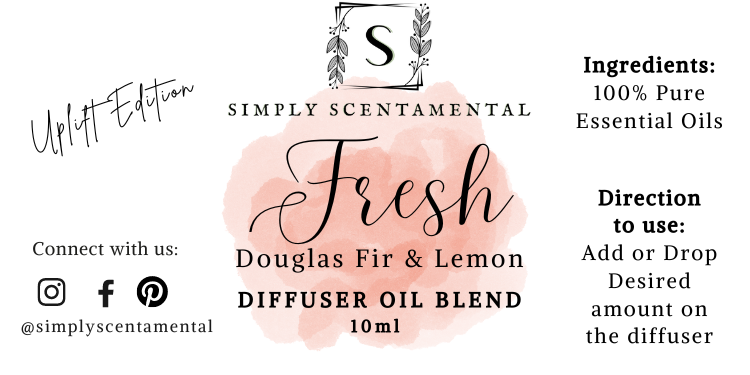 Fresh Aromatherapy Diffuser Blend With Douglas Fir & Lemon - 10ml - Simply Scentamental LLC