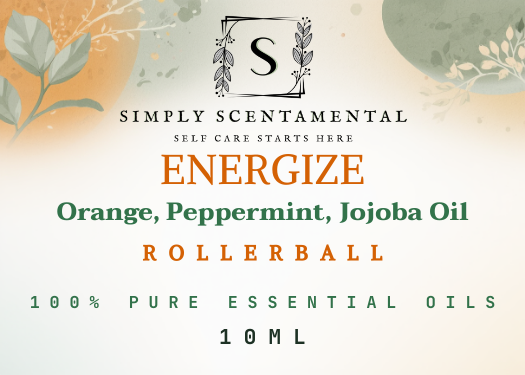 Energize Aromatherapy Rollerball 10ml - Orange, Peppermint & Jojoba Oil