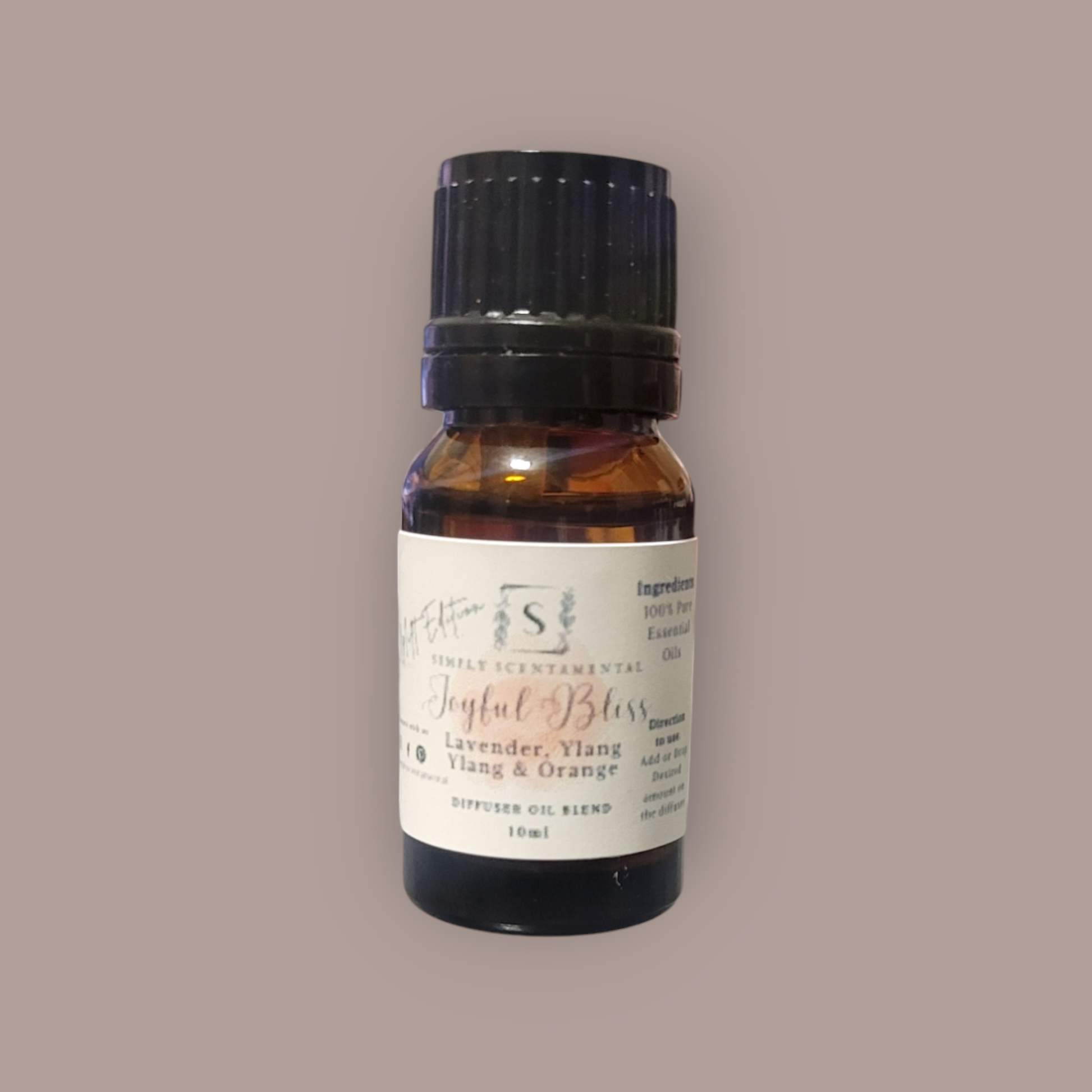 Joyful Bliss Aromatherapy Diffuser Blend 10ml - Uplifting Lavender, Ylang Ylang & Orange Oils - Simply Scentamental LLC