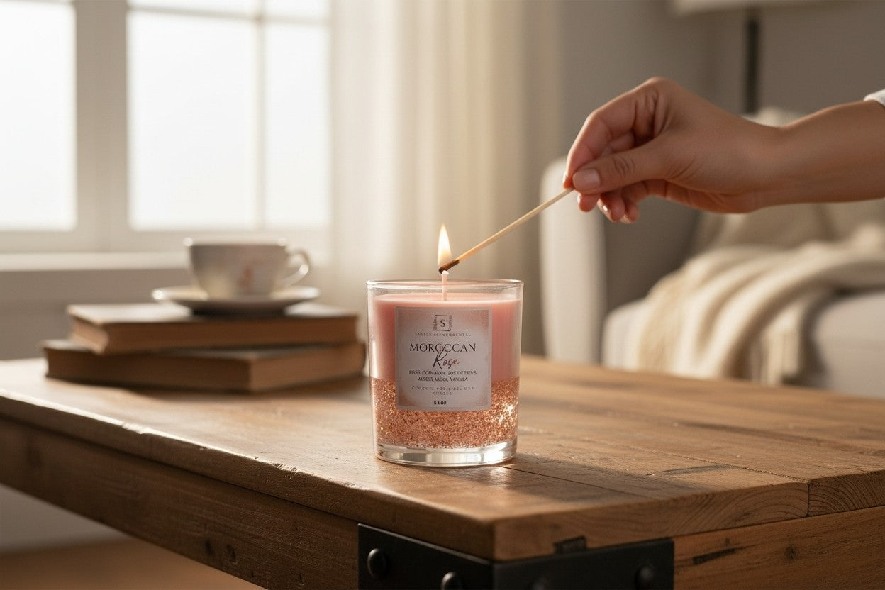 Amber Moroccan Rose Coconut Soy  & Gel Wax Candle