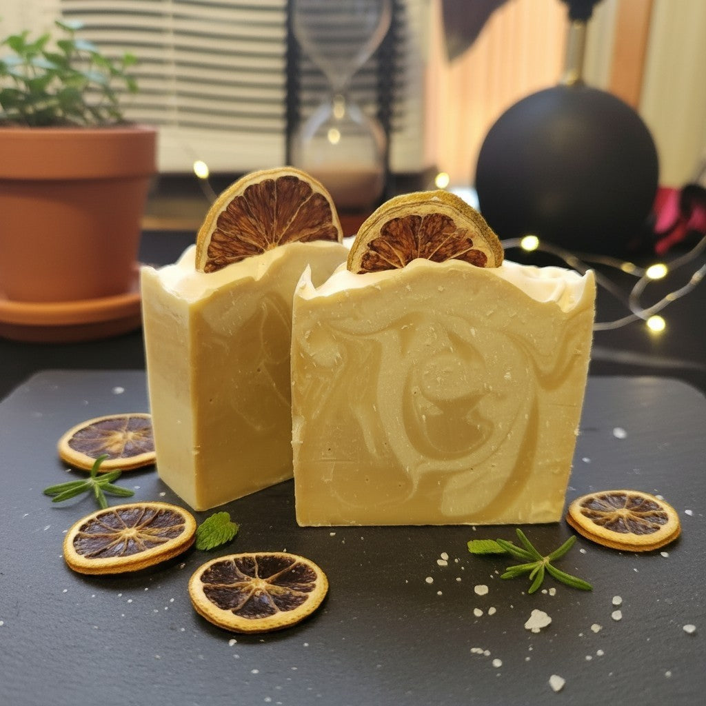 Lemon Drop Glow Bar - two bars on white background with dried lemon slice on top
