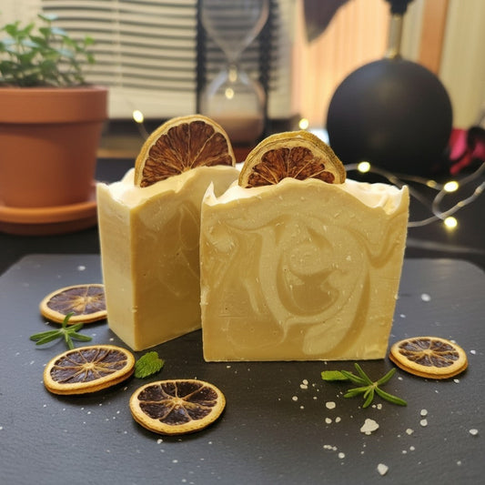 Lemon Drop Glow Bar - two bars on white background with dried lemon slice on top