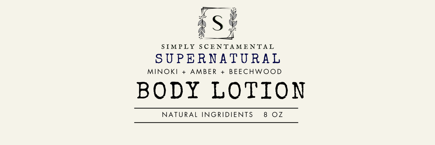 Supernatural Body Lotion for Men - 10 Oz Lightweight Moisturizer with Olive Oil, Shea Butter, Invigorating Scent - Simply Scentamental LLC