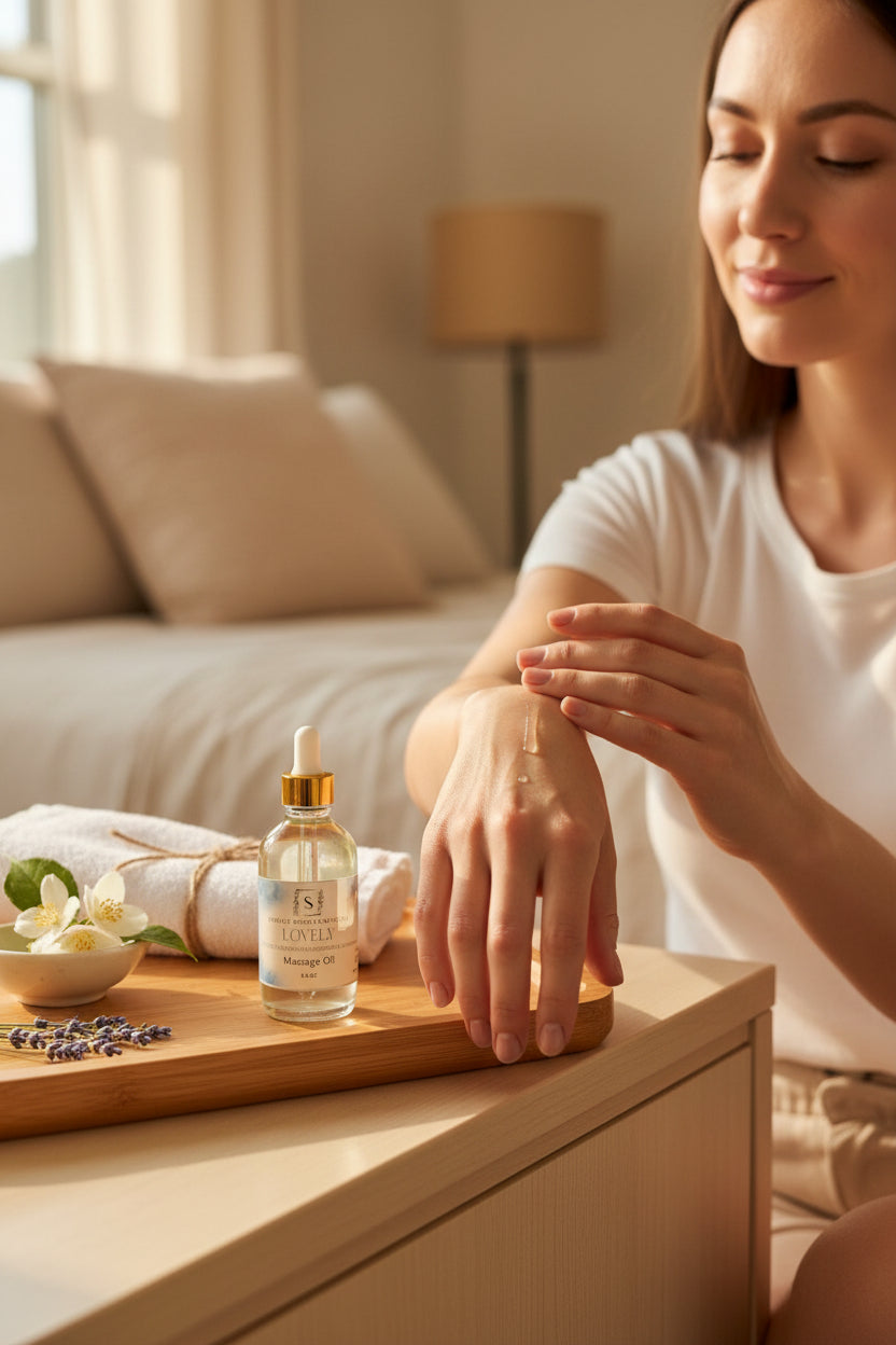 Lovely Massage Oil w/ Lavender Ylang Ylang and Rose Essntial Oils